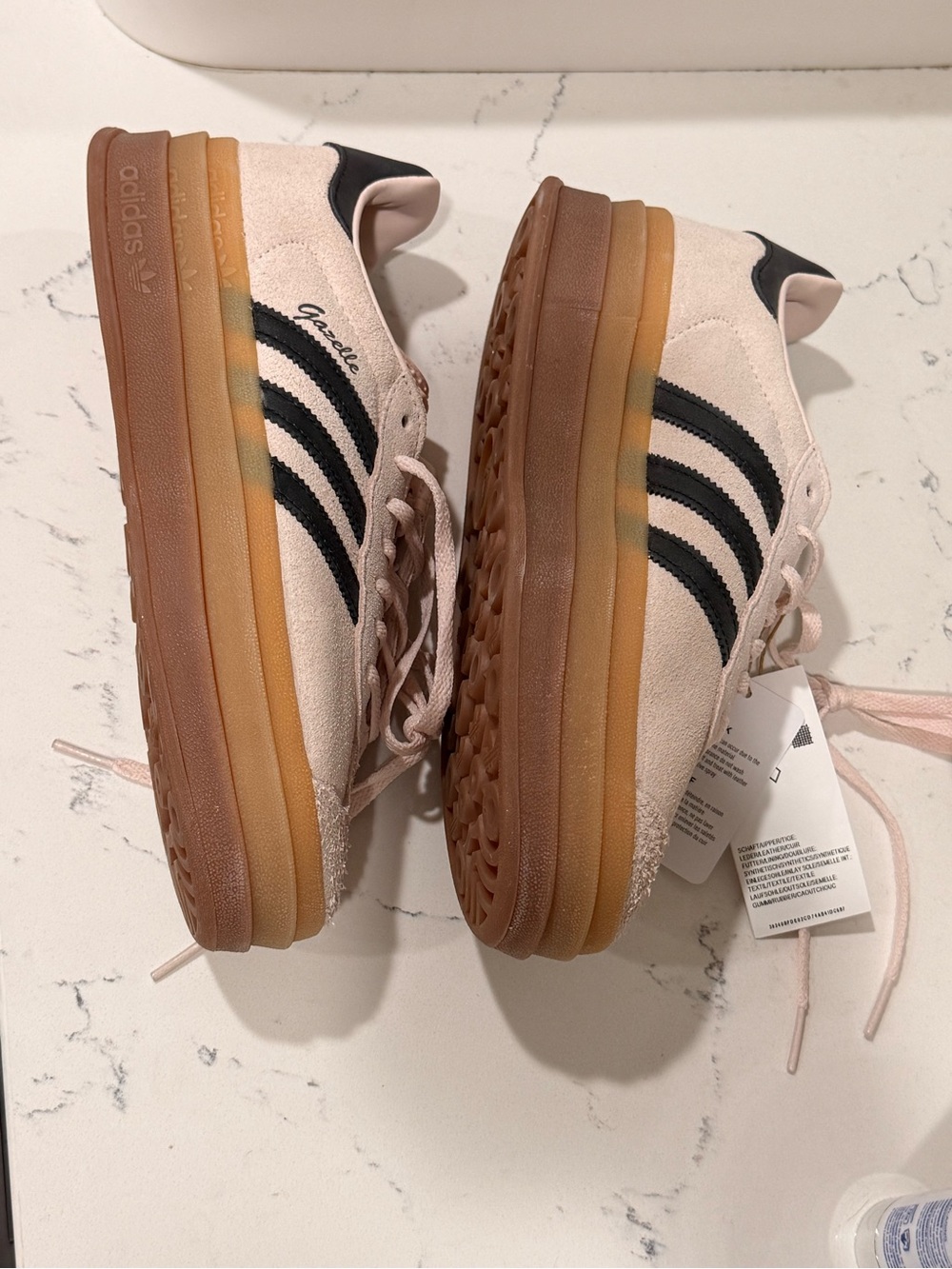 New adidas gazelle bold Pink Suede Sneakers with Black Three Stripes - Picture 5 of 5